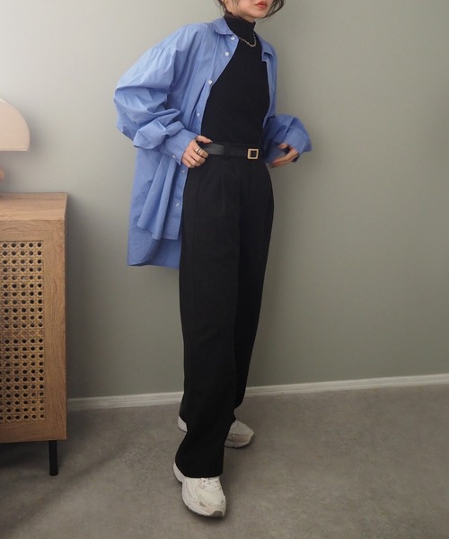 LAULEN（ローレン）の「double tuck wide pants /ハイウエストダブルタックワイド パンツ（スラックス・レディース・グレー/レッド/ブラウン/ブラック・L/M/S）」の9枚目の写真