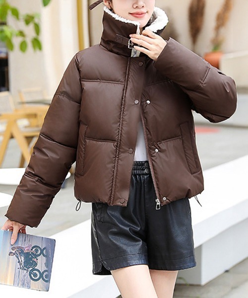 Miniministore(ミニミニストア)の「ボア襟エコダウンジャケット 中綿ブルゾン(ダウンジャケット/コート・レディース・ダークブラウン/カーキ/アイボリー/ブラック・L/M)」の5枚目の写真