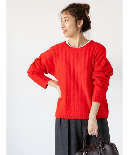 Lugnoncure（ルノンキュール）の「ふわふわワイドリブニット（ニット/セーター・レディース・ベージュ/グレー/チャコールグレー/レッド・F）」の11枚目の写真
