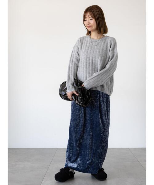 Lugnoncure（ルノンキュール）の「ふわふわワイドリブニット（ニット/セーター・レディース・ベージュ/グレー/チャコールグレー/レッド・F）」の12枚目の写真