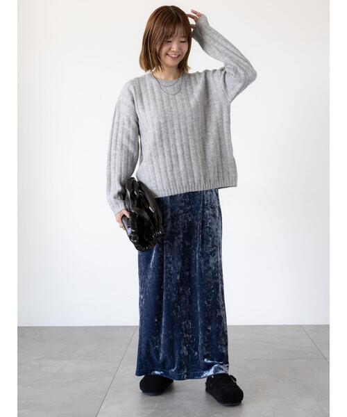 Lugnoncure（ルノンキュール）の「ふわふわワイドリブニット（ニット/セーター・レディース・ベージュ/グレー/チャコールグレー/レッド・F）」の13枚目の写真