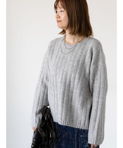 Lugnoncure（ルノンキュール）の「ふわふわワイドリブニット（ニット/セーター・レディース・ベージュ/グレー/チャコールグレー/レッド・F）」の14枚目の写真