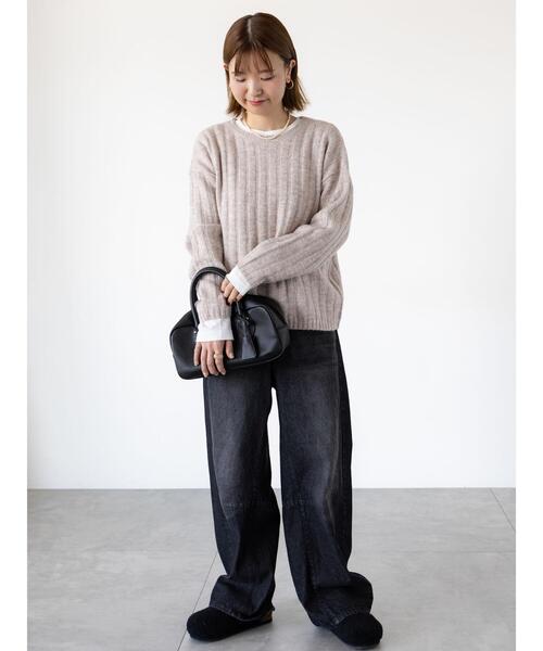 Lugnoncure（ルノンキュール）の「ふわふわワイドリブニット（ニット/セーター・レディース・ベージュ/グレー/チャコールグレー/レッド・F）」の15枚目の写真