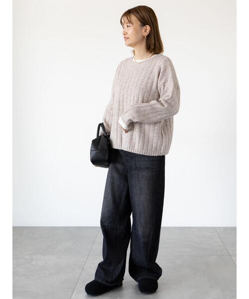 Lugnoncure（ルノンキュール）の「ふわふわワイドリブニット（ニット/セーター・レディース・ベージュ/グレー/チャコールグレー/レッド・F）」の16枚目の写真