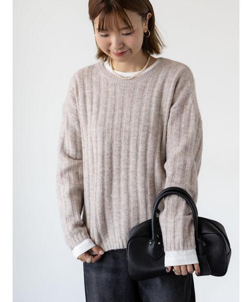 Lugnoncure（ルノンキュール）の「ふわふわワイドリブニット（ニット/セーター・レディース・ベージュ/グレー/チャコールグレー/レッド・F）」の17枚目の写真