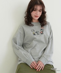 【PEANUTS/ピーナッツ】スヌーピー/SNOOPY  フロント刺繍デザインロンT