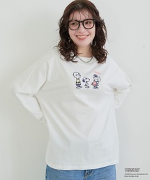 【PEANUTS/ピーナッツ】スヌーピー/SNOOPY フロント刺繍デザインロンT
