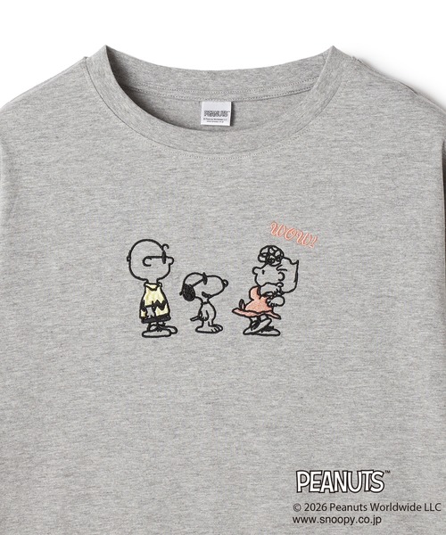PEANUTS(ピーナッツ)の「【PEANUTS/ピーナッツ】スヌーピー/SNOOPY フロント刺繍デザインロンT(Tシャツ/カットソー・レディース・ベージュ/ネイビー/グリーン/チャコールグレー/グレー/ピンク/杢グレー/オフホワイト・M/L/LL/3L)」の11枚目の写真
