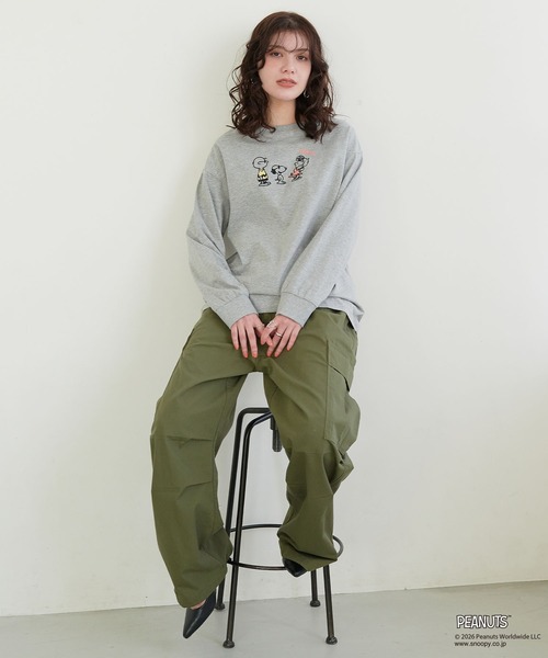 PEANUTS(ピーナッツ)の「【PEANUTS/ピーナッツ】スヌーピー/SNOOPY フロント刺繍デザインロンT(Tシャツ/カットソー・レディース・ベージュ/ネイビー/グリーン/チャコールグレー/グレー/ピンク/杢グレー/オフホワイト・M/L/LL/3L)」の19枚目の写真