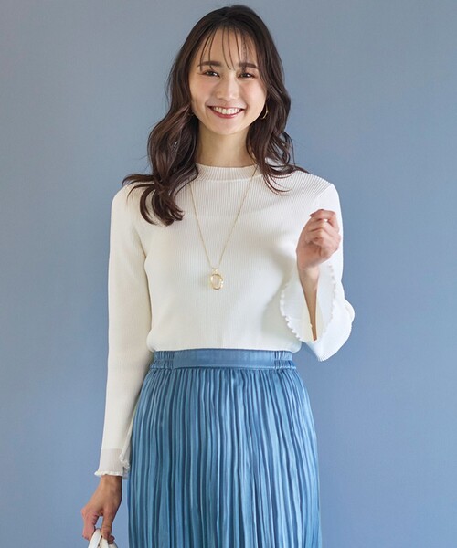 ANY SIS(エニィスィス)の「【洗える】シアーディテール ニット(ニット/セーター・レディース・ブラック系/ライトグリーン系/ホワイト系・0)」の2枚目の写真