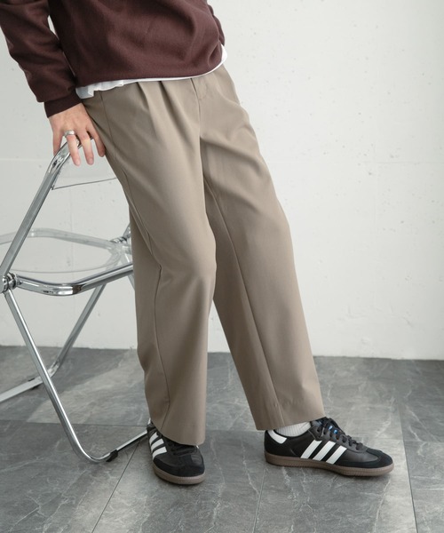 SENSE OF PLACE by URBAN RESEARCH(センスオブプレイスバイアーバンリサーチ)の「『イージーケア』ダブルタックワイドパンツ(その他パンツ・メンズ・チャコールグレー/ブラック/ライトベージュ/カーキ・SMALL/MEDIUM/LARGE)」の1枚目の写真