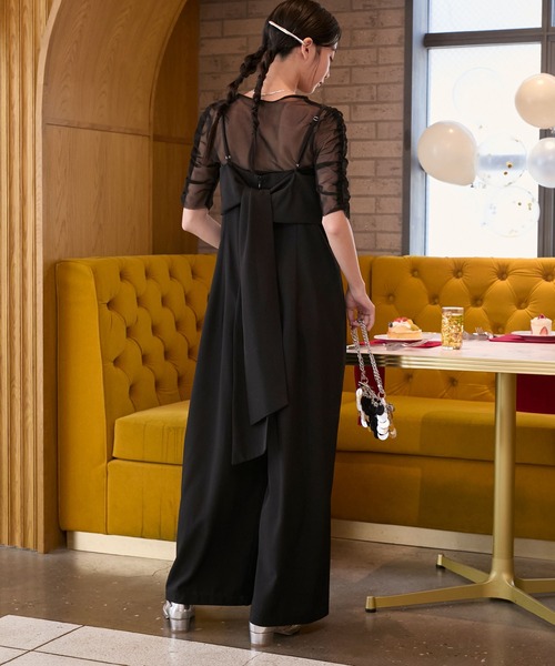 forksy.（フォルクシー）の「【forksy.】【オケージョン対応】シアー 袖ギャザーブラウス & バックリボン サロペットパンツセット（パンツドレス・レディース・ブルー/ブラック/ベージュ・FREE）」の13枚目の写真