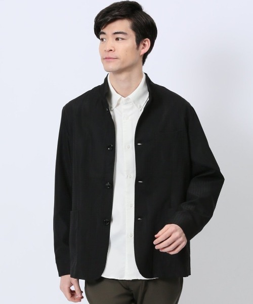 【ウォッシャブル】タカキュー ストレッチ 千鳥ジャガード スタンドシャツアウター（シャツ/ブラウス）｜TAKA-Q（タカキュー）