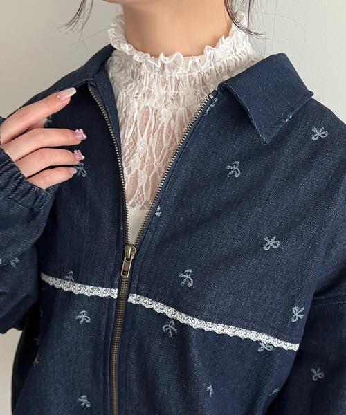 apres jour（アプレジュール）の「レースタートルノースリーブインナー（Tシャツ/カットソー・レディース・ブラック/アイボリー/ライトブルー/オフホワイト・フリー）」の2枚目の写真