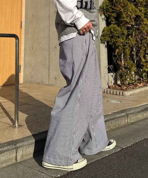 セール】【UNISEX】ヒッコリーボリュームパンツ（その他パンツ