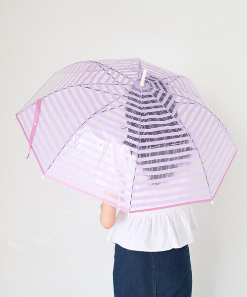 BIRTHDAY BAR（バースデイバー）の「クリアアンブレラ　STRIPED CHECK（長傘・レディース・イエロー/ピンク/ブルー系その他/アイボリー/バイオレット/グレー/ネイビー・0）」の6枚目の写真