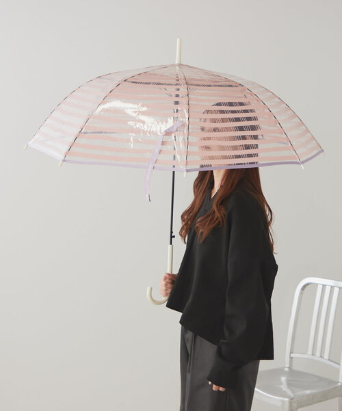 BIRTHDAY BAR（バースデイバー）の「クリアアンブレラ　STRIPED CHECK（長傘・レディース・イエロー/ピンク/ブルー系その他/アイボリー/バイオレット/グレー/ネイビー・0）」の17枚目の写真