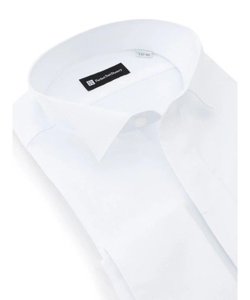 Perfect Suit FActory(パーフェクトスーツファクトリー)の「【クラシコ】ウィングカラーフォーマルシャツ ホワイト(ビジネスシャツ・メンズ・ホワイト・首回り39cm-裄丈82cm/首回り41cm-裄丈84cm/首回り45cm-裄丈86cm/首回り43cm-裄丈86cm/首回り37cm-裄丈80cm)」の1枚目の写真