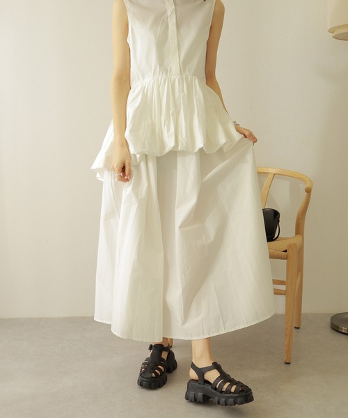 LAULEN（ローレン）の「switching sleeveless long dress /バルーン切り替えノースリーブロングワンピース（ワンピース・レディース・ホワイト/ブラック・FREE）」の6枚目の写真