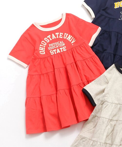 BREEZE(ブリーズ)の「【リンク/ジュニア対応】3色3柄カレッジティアードワンピース(ワンピース・キッズ・ネイビー/キナリ/レッド・80/90/100/110/120/130/140)」の3枚目の写真