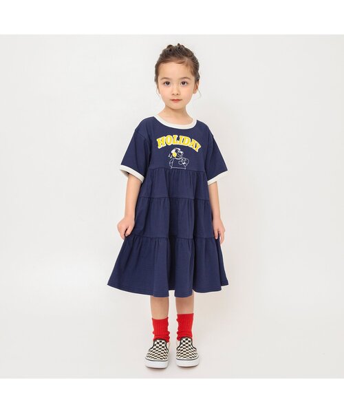 BREEZE(ブリーズ)の「【リンク/ジュニア対応】3色3柄カレッジティアードワンピース(ワンピース・キッズ・ネイビー/キナリ/レッド・80/90/100/110/120/130/140)」の4枚目の写真
