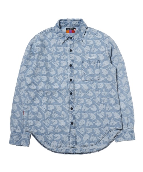 RADIO EVA(ラヂオエヴァ)の「RADIO EVA A272 EVANGELION MONOGRAM JACQUARD DENIM SHIRT(シャツ/ブラウス・メンズ・ブラック/ホワイト/インディゴブルー・FREE)」の1枚目の写真