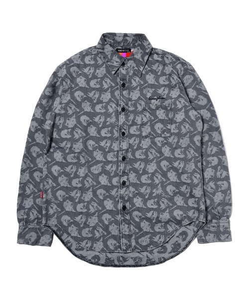 RADIO EVA(ラヂオエヴァ)の「RADIO EVA A272 EVANGELION MONOGRAM JACQUARD DENIM SHIRT(シャツ/ブラウス・メンズ・ブラック/ホワイト/インディゴブルー・FREE)」の3枚目の写真