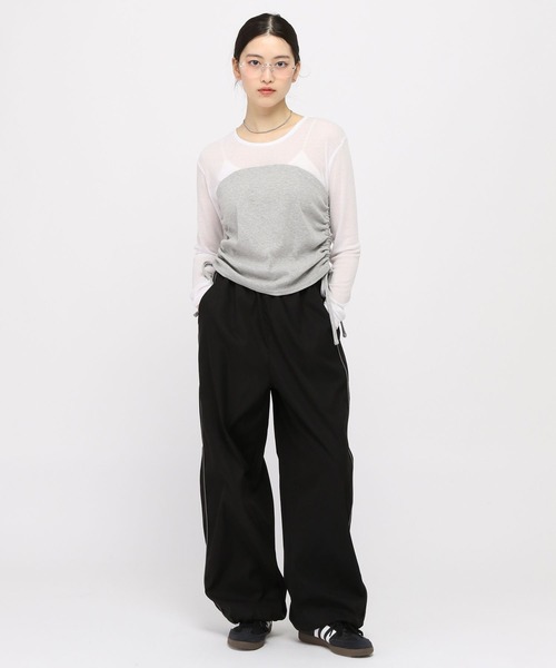 3.3 Field Trip （3.3フィールドトリップ）の「3.3 Field Trip／ビスチェレイヤードロングスリーブ（Tシャツ/カットソー・レディース・チャコール/ホワイト/ブルー・FREE）」の6枚目の写真