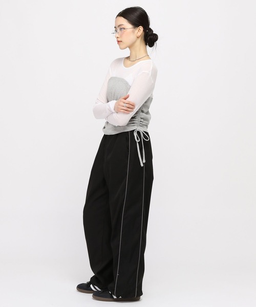 3.3 Field Trip （3.3フィールドトリップ）の「3.3 Field Trip／ビスチェレイヤードロングスリーブ（Tシャツ/カットソー・レディース・チャコール/ホワイト/ブルー・FREE）」の7枚目の写真