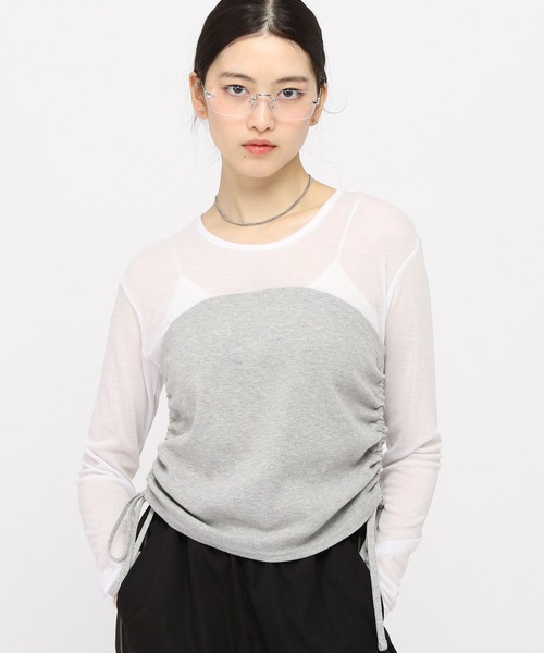 3.3 Field Trip （3.3フィールドトリップ）の「3.3 Field Trip／ビスチェレイヤードロングスリーブ（Tシャツ/カットソー・レディース・チャコール/ホワイト/ブルー・FREE）」の9枚目の写真