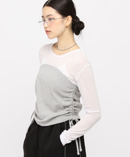 3.3 Field Trip （3.3フィールドトリップ）の「3.3 Field Trip／ビスチェレイヤードロングスリーブ（Tシャツ/カットソー・レディース・チャコール/ホワイト/ブルー・FREE）」の10枚目の写真