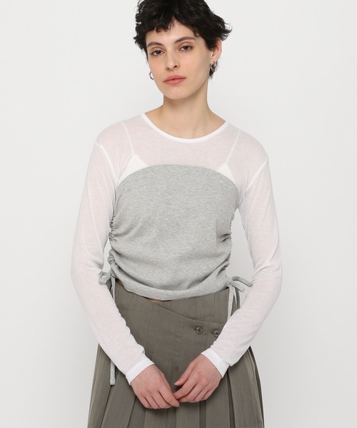 3.3 Field Trip （3.3フィールドトリップ）の「3.3 Field Trip／ビスチェレイヤードロングスリーブ（Tシャツ/カットソー・レディース・チャコール/ホワイト/ブルー・FREE）」の14枚目の写真