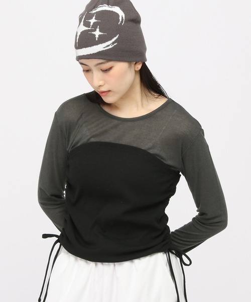 3.3 Field Trip （3.3フィールドトリップ）の「3.3 Field Trip／ビスチェレイヤードロングスリーブ（Tシャツ/カットソー・レディース・チャコール/ホワイト/ブルー・FREE）」の20枚目の写真