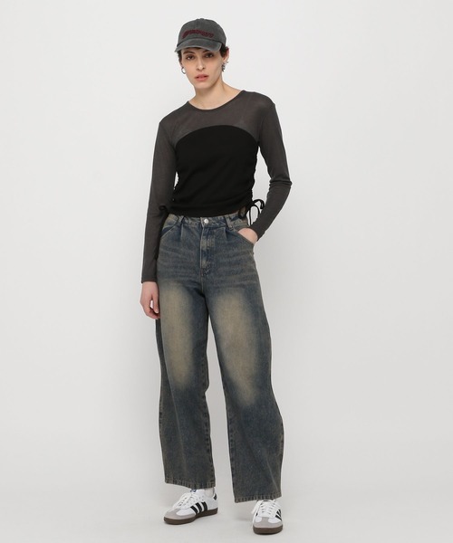3.3 Field Trip （3.3フィールドトリップ）の「3.3 Field Trip／ビスチェレイヤードロングスリーブ（Tシャツ/カットソー・レディース・チャコール/ホワイト/ブルー・FREE）」の22枚目の写真