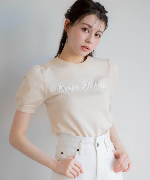 NOELA(ノエラ)の「レタリング刺繍ニット(ニット/セーター・レディース・ホワイト/チャコールグレー/ピンク・フリー)」の7枚目の写真