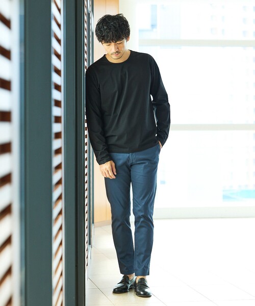 ABAHOUSE GRAY（アバハウスグレイ）の「【オールシーズン】シルケット天竺 長袖Tシャツ（Tシャツ/カットソー・メンズ・ブラック/グレイッシュベージュ/ホワイト/ネイビー・44/50/48/46）」の12枚目の写真