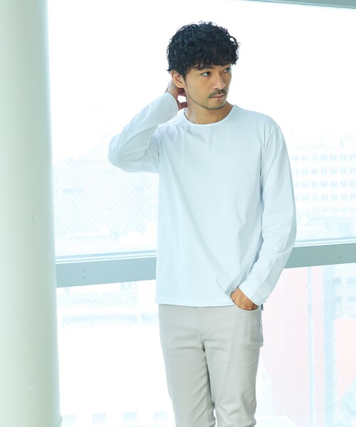 ABAHOUSE GRAY（アバハウスグレイ）の「【オールシーズン】シルケット天竺 長袖Tシャツ（Tシャツ/カットソー・メンズ・ブラック/グレイッシュベージュ/ホワイト/ネイビー・44/50/48/46）」の14枚目の写真