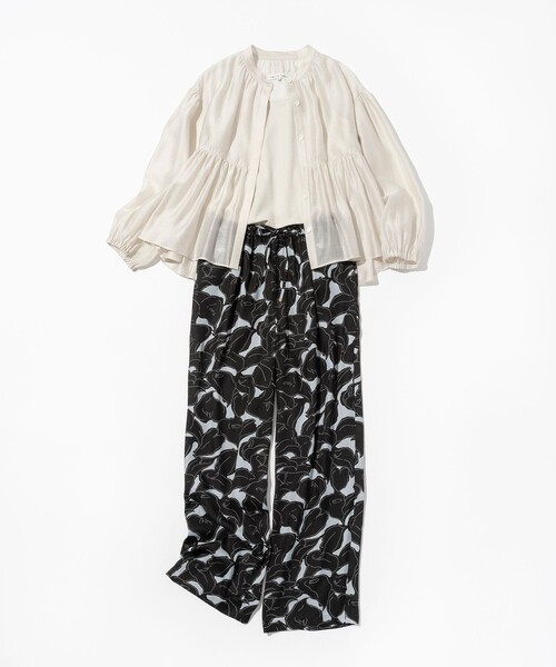 セール】【洗える】Ratti フラワーアートプリント ワイド パンツ