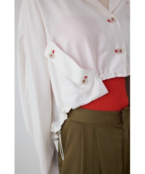 PLUS】ショートギャザーシアーシャツ