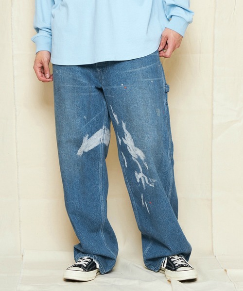 セール】Lee/リー シンチバック付き ワイドペインターデニムパンツ
