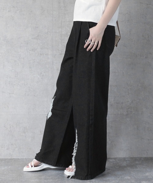 リップドワイドデニムパンツ（デニムパンツ）｜Emma（SELECT LEVERY 