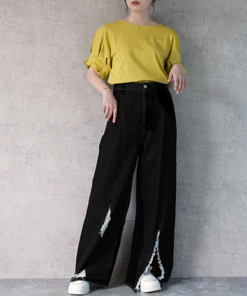 libjoie EMMAコラボワイドデニムパンツ