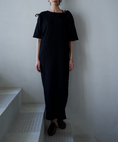 CIEL'AIR（シエルエアー）の「Camisole Dress + Short Sleeve Pullover（ワンピース・レディース・ブラック/グリーン・FREE）」の8枚目の写真
