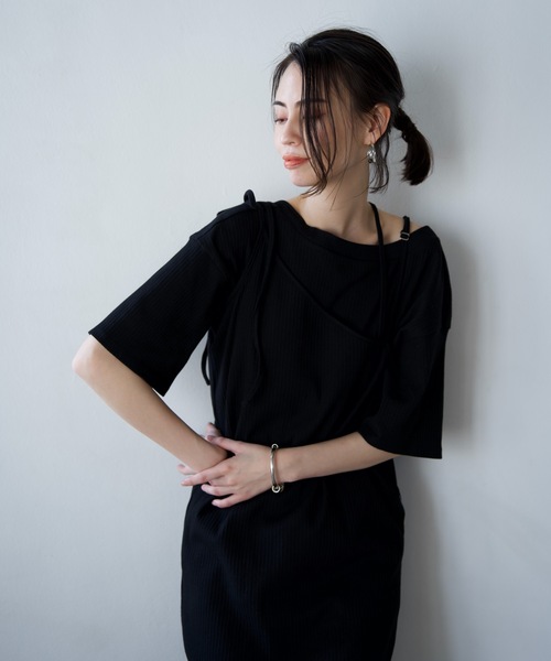 CIEL'AIR（シエルエアー）の「Camisole Dress + Short Sleeve Pullover（ワンピース・レディース・ブラック/グリーン・FREE）」の10枚目の写真