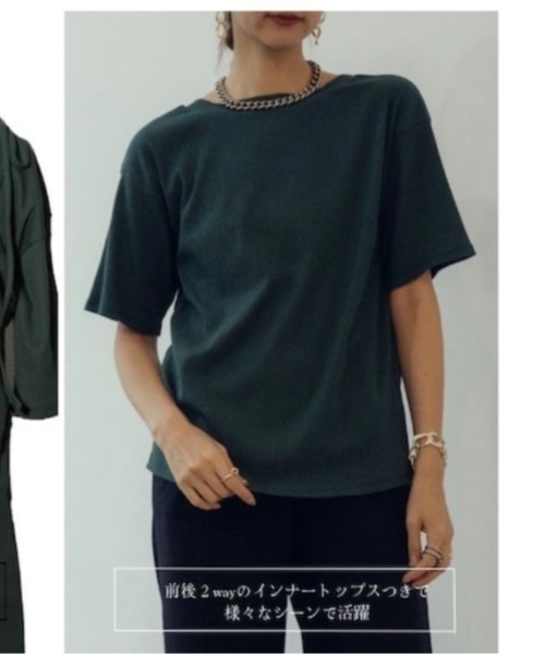 CIEL'AIR（シエルエアー）の「Camisole Dress + Short Sleeve Pullover（ワンピース・レディース・ブラック/グリーン・FREE）」の20枚目の写真