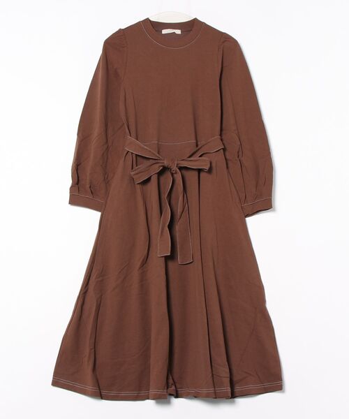 &soiree(アンドソワレ)の「【&soiree】ウエストリボンフレアワンピース(ワンピース・レディース・ブラウン・SMALL/MEDIUM)」の1枚目の写真
