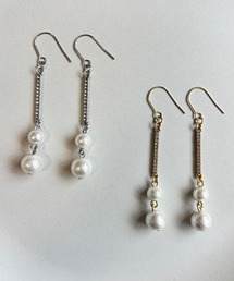【As】【金属アレルギー対応】NO.171 コットンパール ロングスティックピアス(サージカルステンレス)(MA)