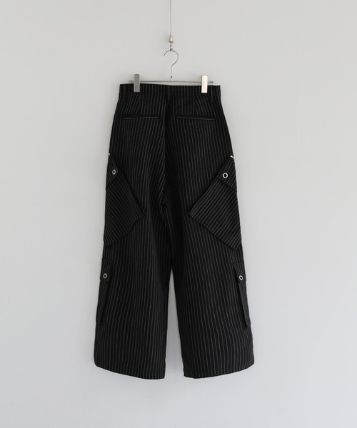 ハイウエストドレープワイド袴アイレットスラントポケットカーゴパンツ