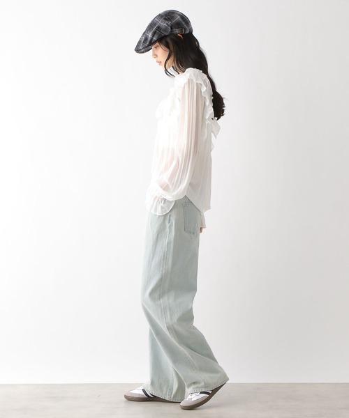 Heather(ヘザー)の「タイ付きプリーツフリルブラウス 328005(シャツ/ブラウス・レディース・ブラック/オフホワイト/ピンクベージュ・FREE)」の6枚目の写真