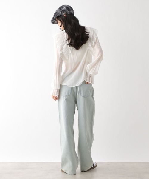 Heather(ヘザー)の「タイ付きプリーツフリルブラウス 328005(シャツ/ブラウス・レディース・ブラック/オフホワイト/ピンクベージュ・FREE)」の7枚目の写真
